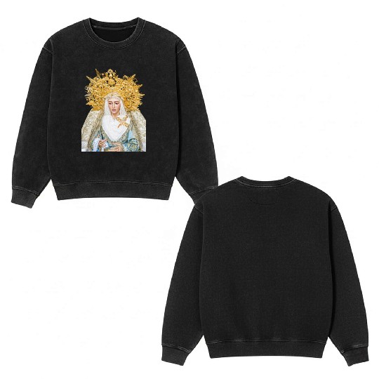 Virgin Mary Mother of Jesus Madonna Double Sided Mineral Wash Sweatshirts