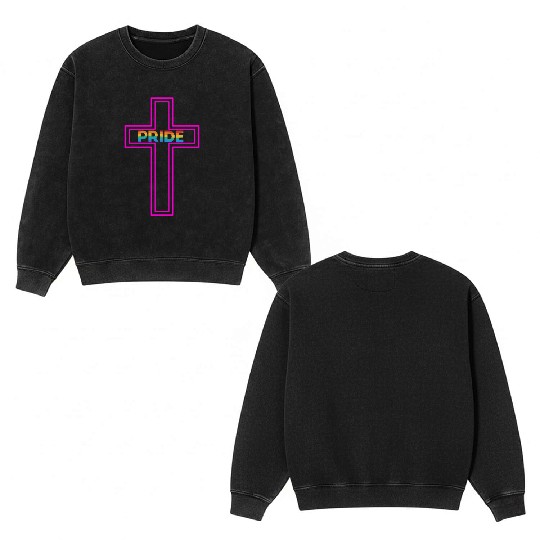 Pride Cross pride month Double Sided Mineral Wash Sweatshirts
