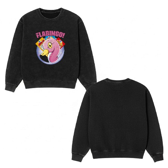 Vintage Flabingo Flamingo Bingo For Bingo Player Double Sided Mineral Wash Sweatshirts