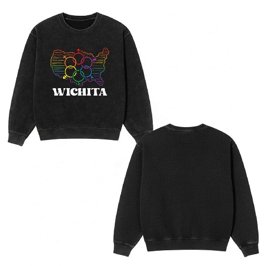 Wichita Pride Month Pride Flag LGBT Community LGBT Double Sided Mineral Wash Sweatshirts