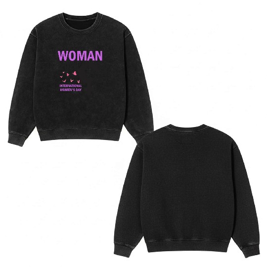 International Women's Day 2023 Embrace Equity Double Sided Mineral Wash Sweatshirts