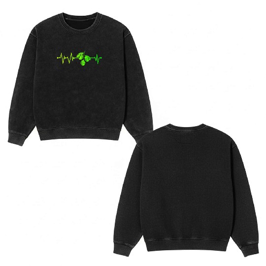 Green Olive Heartbeat Double Sided Mineral Wash Sweatshirts