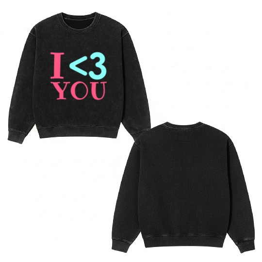 I Love You, Heart, Cool, Marriage, Wedding, bride Double Sided Mineral Wash Sweatshirts