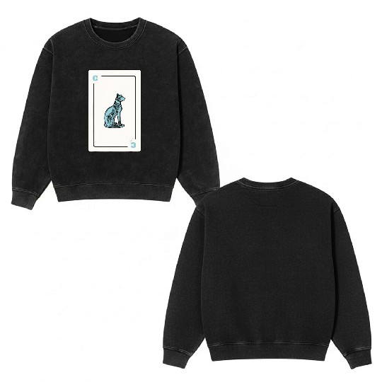 Cat Playing card Cat Lovers Gift Double Sided Mineral Wash Sweatshirts