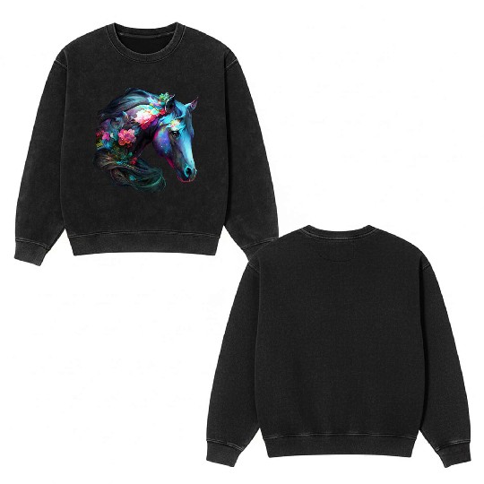 Irridecent Horse Double Sided Mineral Wash Sweatshirts