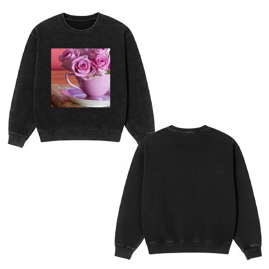 Beautiful Floral print Double Sided Mineral Wash Sweatshirts