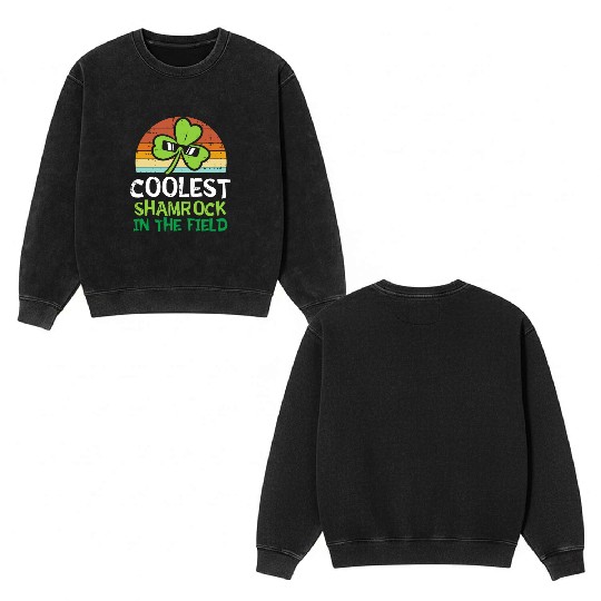 Kids St Patricks Day Toddler Boys Saint Paddys Coo Double Sided Mineral Wash Sweatshirts
