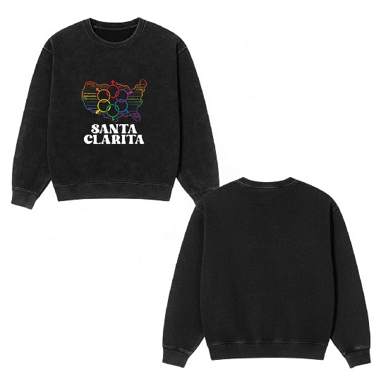 Santa Clarita Pride Flag Pride Month LGBTQ Flag Double Sided Mineral Wash Sweatshirts