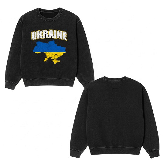 Ukraine Flag Nation National Colors Origin Kiev Double Sided Mineral Wash Sweatshirts