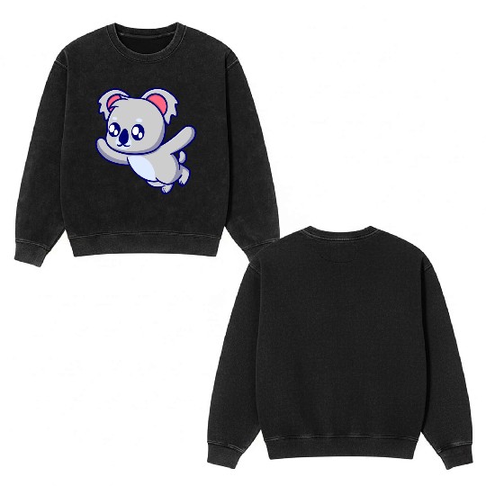 Cute koala cartoon illustration Double Sided Mineral Wash Sweatshirts