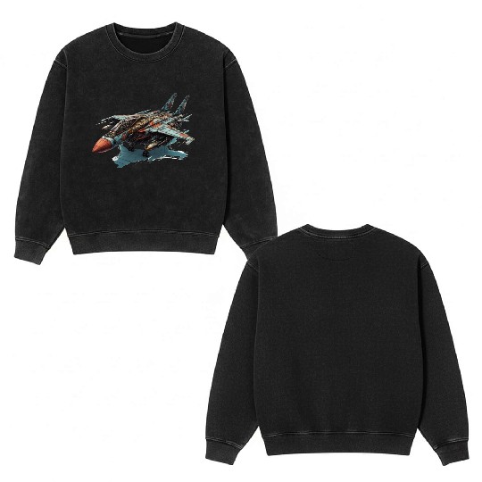 FIghter jet Double Sided Mineral Wash Sweatshirts