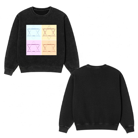 Star of David Design Double Sided Mineral Wash Sweatshirts