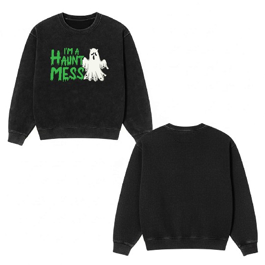 Halloween Paranormal Ghost Hunters Horror Fans Double Sided Mineral Wash Sweatshirts