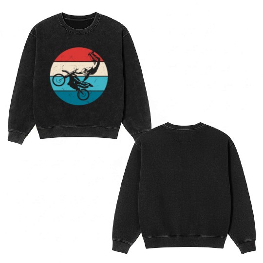 Freestyle Motorcyclist Retro Double Sided Mineral Wash Sweatshirts