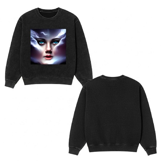 Face in the storm Double Sided Mineral Wash Sweatshirts