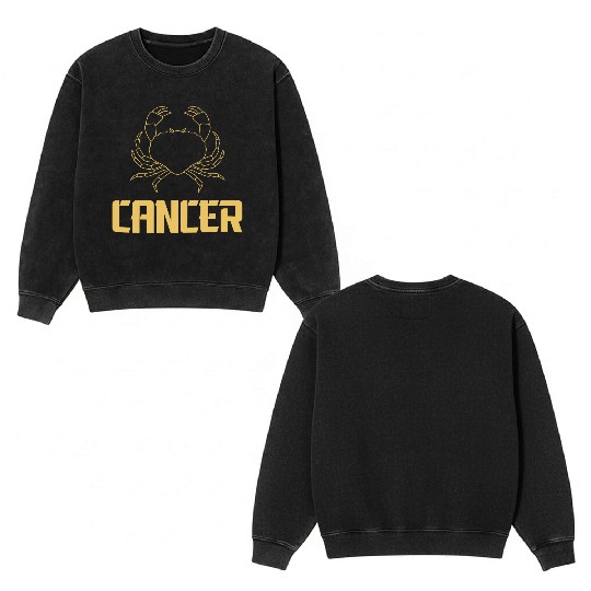 Cancer Zodiac Sign, astrology design, the crab Double Sided Mineral Wash Sweatshirts