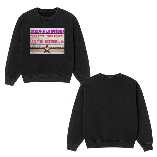 US Election Design Double Sided Mineral Wash Sweatshirts