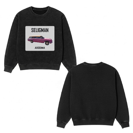 Old car city of Seligman in Arizonna, US Route 66 Double Sided Mineral Wash Sweatshirts