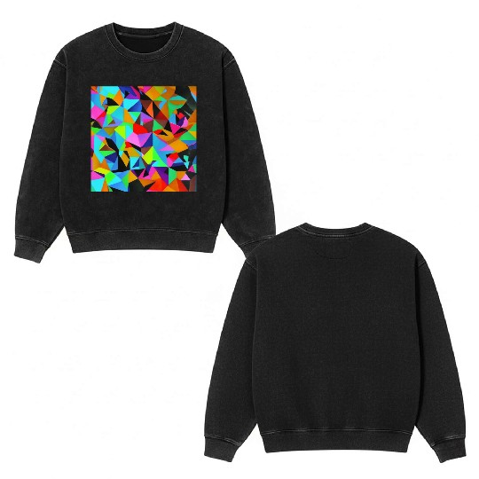 ABSTRACT PAINTING COLORFULL WATERBASE TRIANGLe Double Sided Mineral Wash Sweatshirts