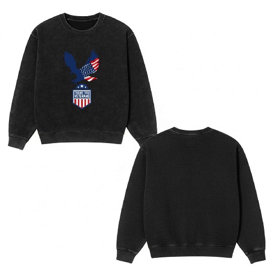 Happy Memorial Day Thank you Veterans American Double Sided Mineral Wash Sweatshirts