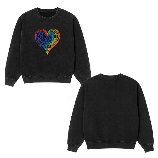Pride & Joy: Rainbow Heart, Embracing LGBT Love & Double Sided Mineral Wash Sweatshirts