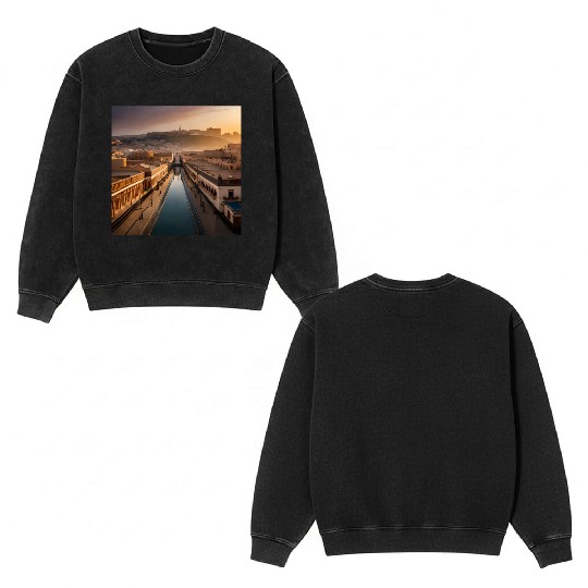 Fantasy pictures ,town Morocco ,city Rabat Double Sided Mineral Wash Sweatshirts