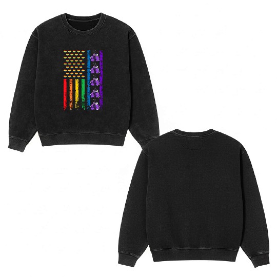American Sports Rainbow Flag LGBT Pride Month Double Sided Mineral Wash Sweatshirts