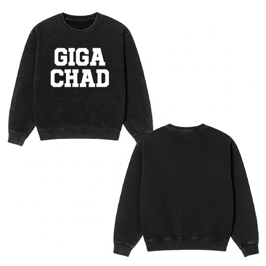 Dank And Meme Giga Chad Blue Small Double Sided Mineral Wash Sweatshirts