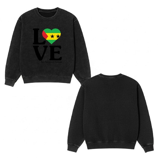 Love Sao Tome and Principe Double Sided Mineral Wash Sweatshirts