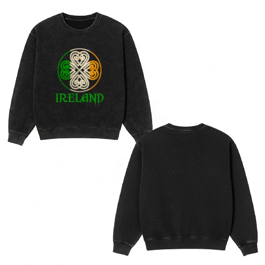 Celtic Knot Clover Ireland St Paddys Day Irish 202 Double Sided Mineral Wash Sweatshirts
