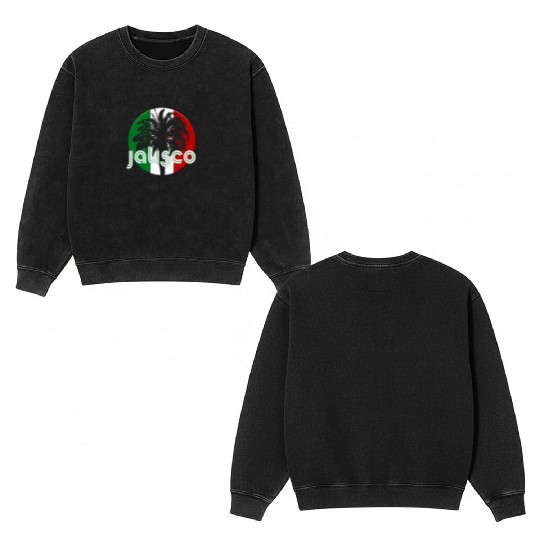 Jalisco Mexico Flag Native Palm Tree Mexican Double Sided Mineral Wash Sweatshirts