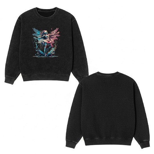 Watercolor Skeleton Fairy Gothic Fairycore Grunge Double Sided Mineral Wash Sweatshirts