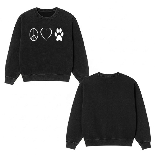 Peace love animals Double Sided Mineral Wash Sweatshirts
