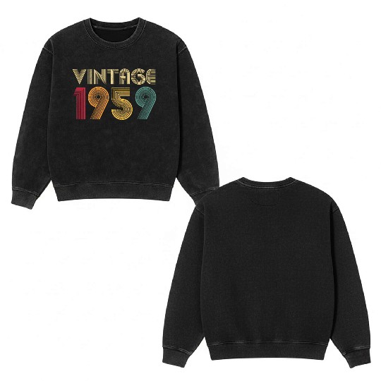 64Th 1959 Mom Dad Double Sided Mineral Wash Sweatshirts