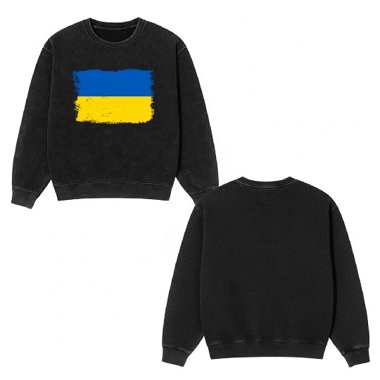 Ukraine Flag Ukrainian Flag Ukraine Double Sided Mineral Wash Sweatshirts