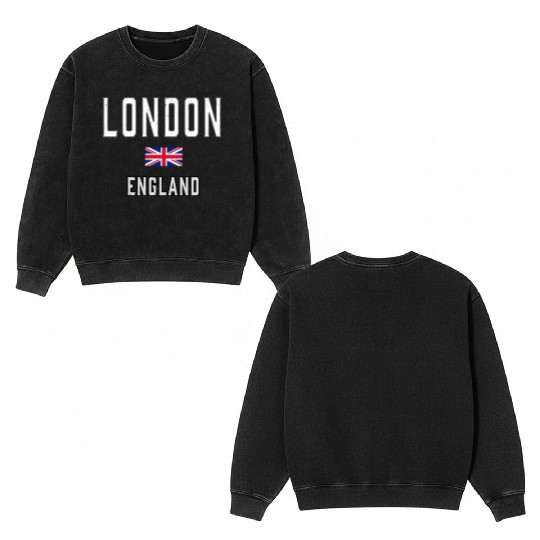 London England England Flag Double Sided Mineral Wash Sweatshirts