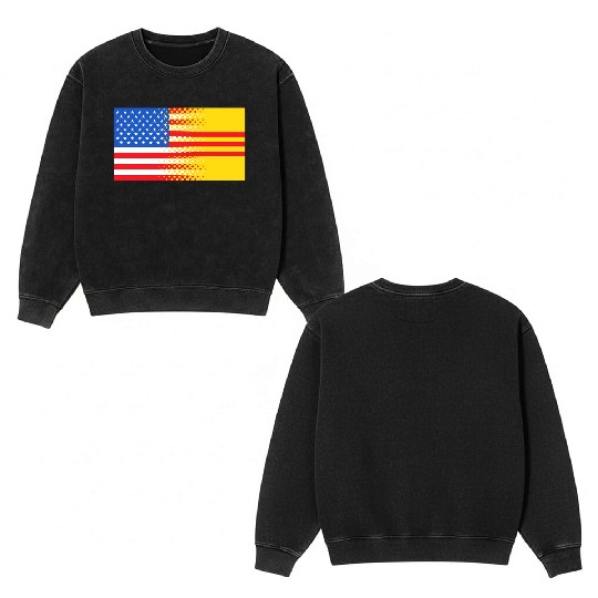 Vietnamese American South Vietnam Flag Double Sided Mineral Wash Sweatshirts