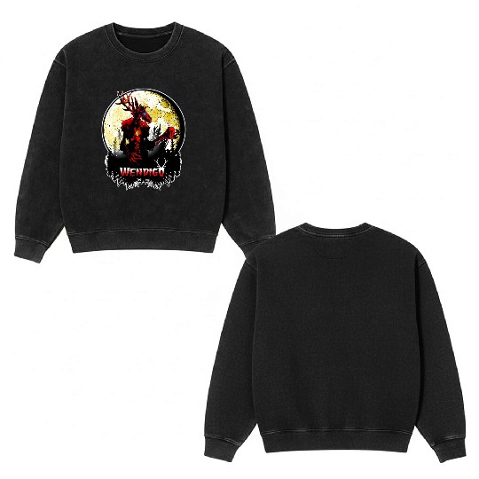 Wendigo New Monster inwalker Cryptid Evil Double Sided Mineral Wash Sweatshirts