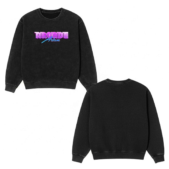 Retro 90s Arcade Adam Logo Double Sided Mineral Wash Sweatshirts