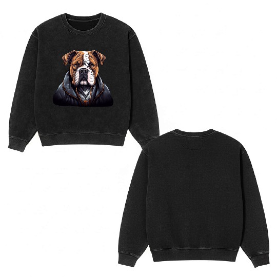 American Bulldog in cool and edgy streetwear Double Sided Mineral Wash Sweatshirts
