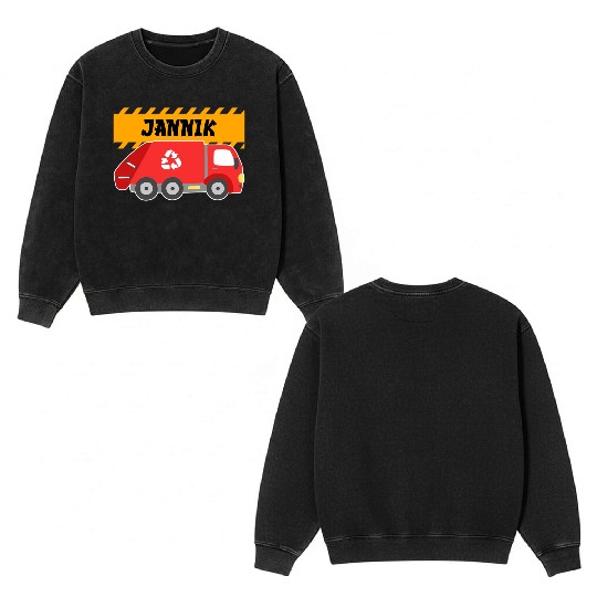 Jannik Trash Truck For Collector Ecologist Double Sided Mineral Wash Sweatshirts