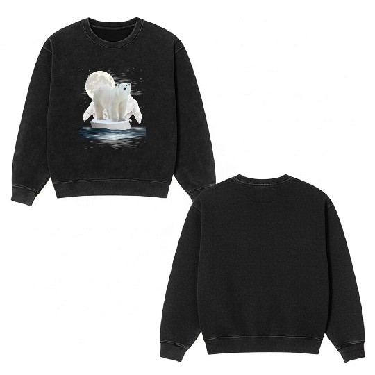 Polar Bears Wildlife Zoo Animal Zookeeper Nature Double Sided Mineral Wash Sweatshirts