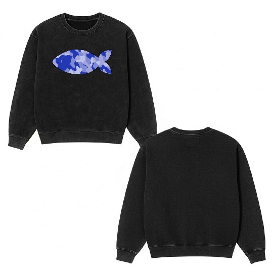 Fish blue camo Double Sided Mineral Wash Sweatshirts