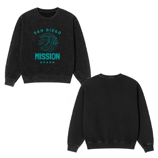 Beautiful Mission Beach San Diego California Double Sided Mineral Wash Sweatshirts