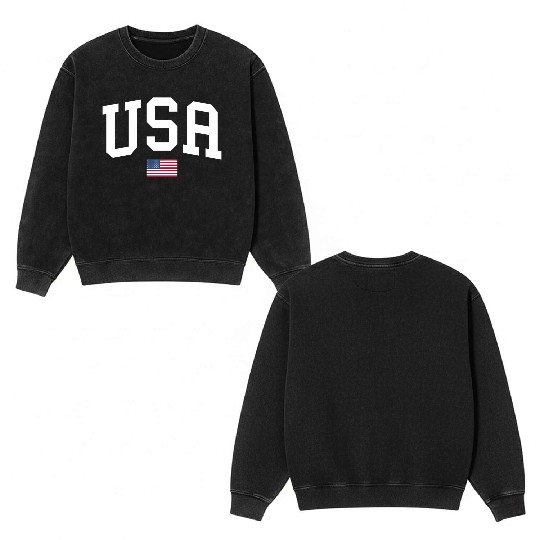 Usa Patriotic American Flag July 4Th Double Sided Mineral Wash Sweatshirts