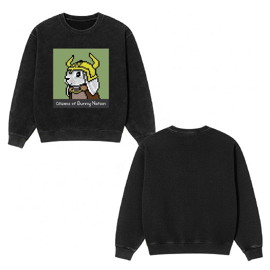 Citizens of Bunny Nation NFT #43 Artwork Double Sided Mineral Wash Sweatshirts