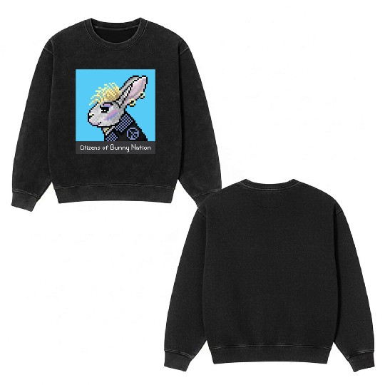 Citizens of Bunny Nation NFT #38 Artwork Double Sided Mineral Wash Sweatshirts