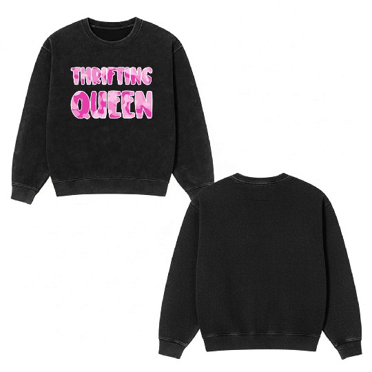 Thrifting Queen pink camo Double Sided Mineral Wash Sweatshirts