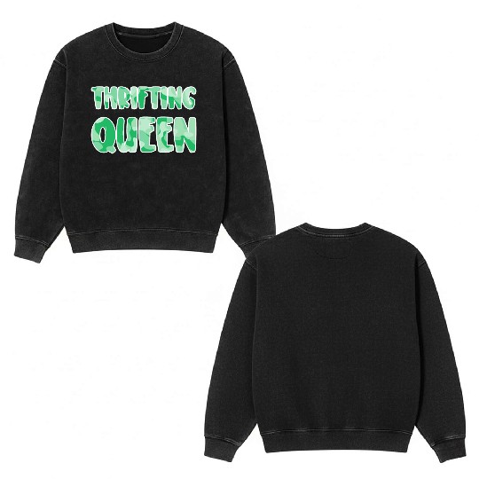 Thrifting Queen green camo Double Sided Mineral Wash Sweatshirts
