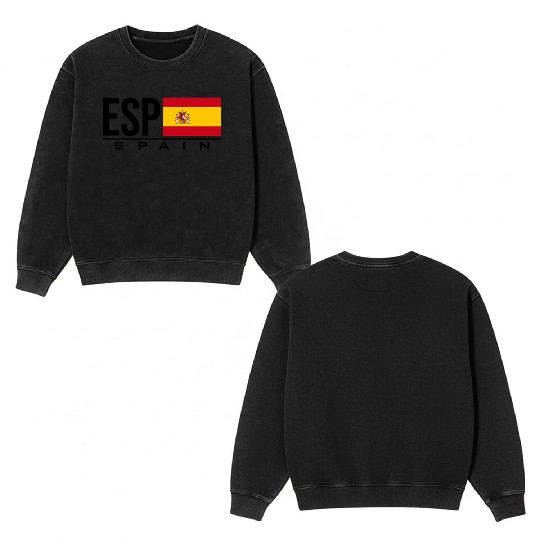 Spain Flag Spanish Espana Sports Games Athletics J Double Sided Mineral Wash Sweatshirts